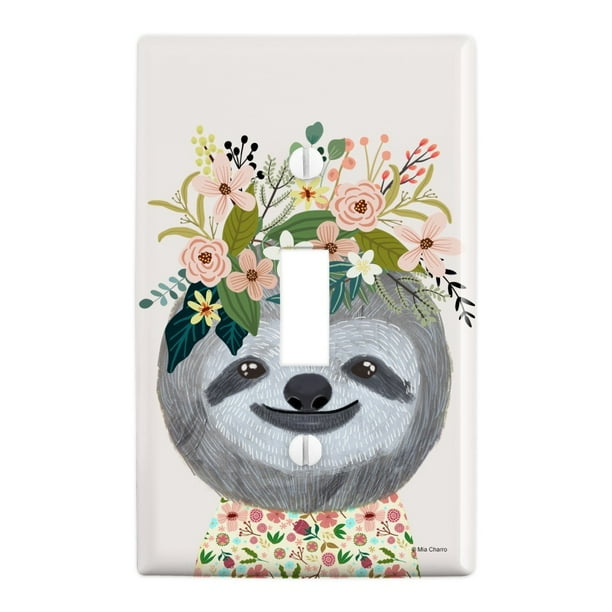 Cute Sloth With Sweet Doughnuts Art Plates Single Gang Electrical Outlet Wall/Switch Plate Cute Sloth With Sweet Doughnuts Art Plates Single Gang Electrical Outlet Wall/Switch Plate
